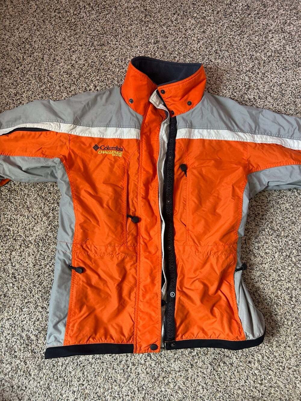 Columbia Challenge Series Women's Insulated Ski Jacket in Orange and Grey